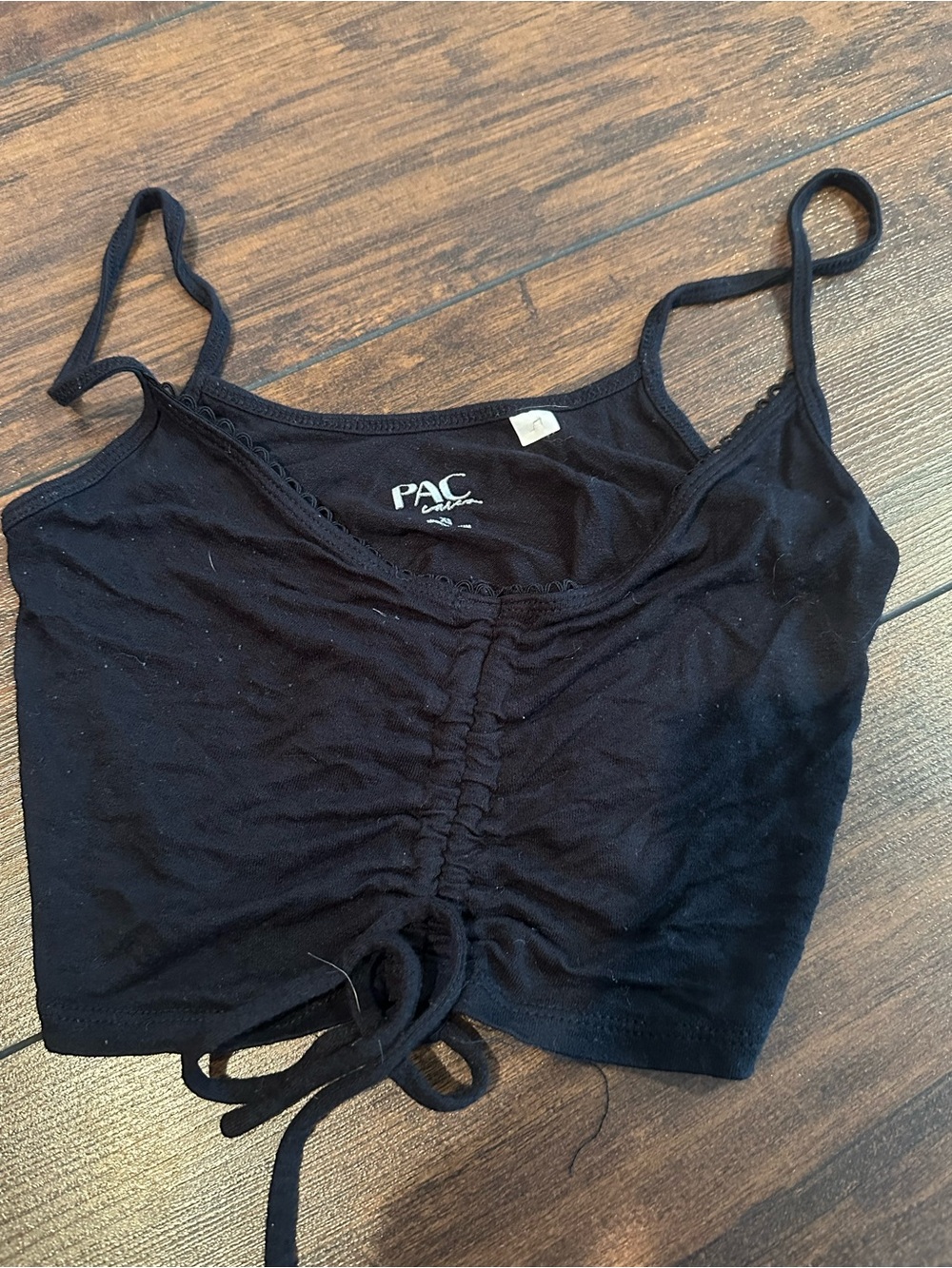 Black Ruched Tie-Front Cami Crop Top